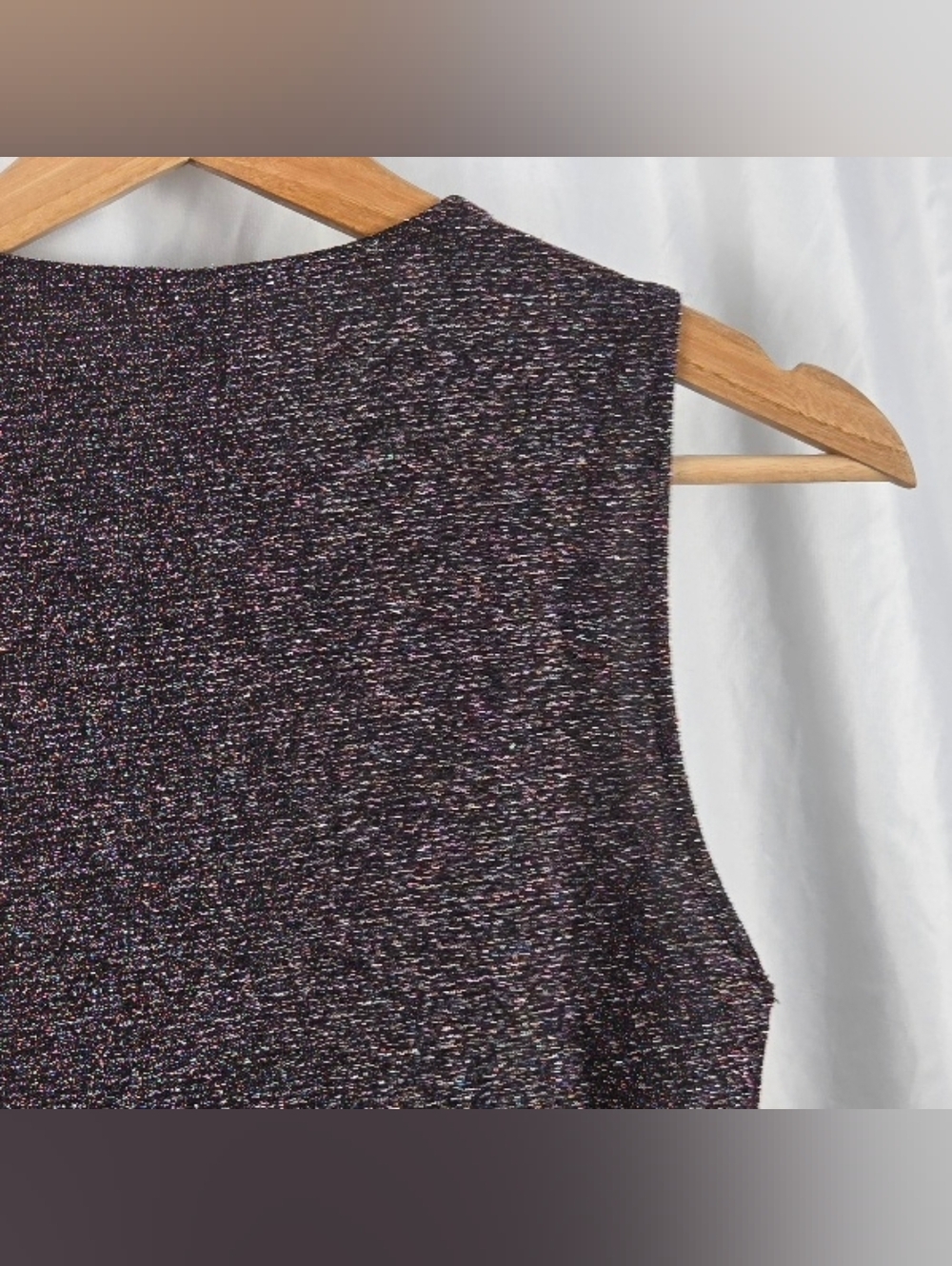 Allegra K Multicolor Metallic Sparkle Sleeveless Crop Top Black Lining Size XS - Picture 13 of 16